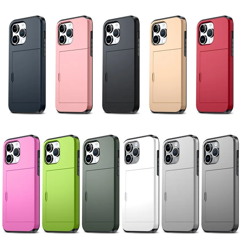 For iPhone 15 Pro Max Case with Card Holder Heavy Duty Dual Layer  Hidden Card Slot Wallet Shockproof Phone Cover for iPhone 15