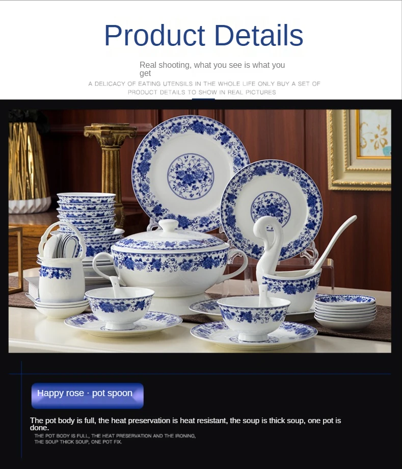 Wholesale Porcelain Tableware Sets 56PCS New Design Fine Bone China Dinnerware Set for 6 People With Flower Decal