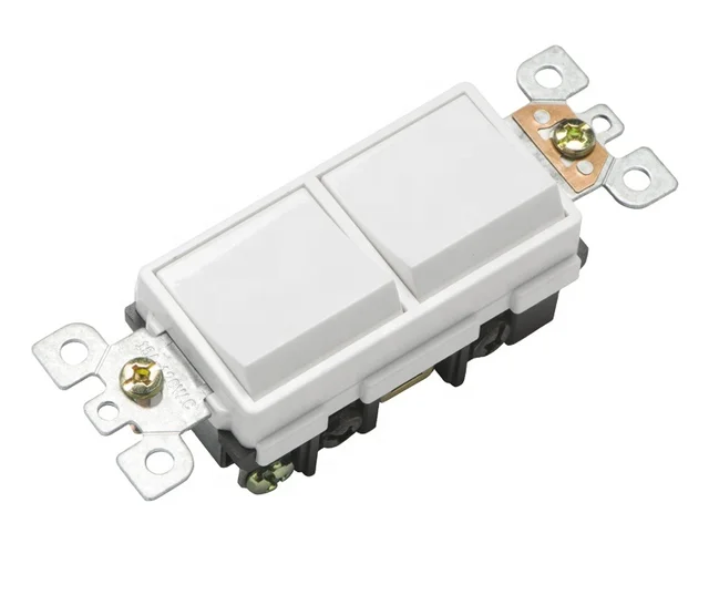 U&L Listed 15A 120V Stack Wall Light Switch 3-way Single Pole Dual Rocker Switch for America