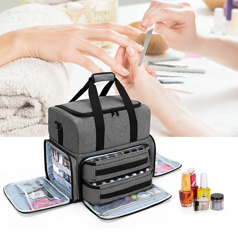 Heavy Duty Adjustable Dividers Tote Nail Lamp Carrying Case Nail Polish