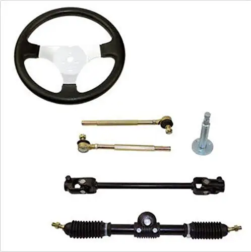 Go Kart Steering Wheel Assembly Set Tie Rod Steering Rack and Adjustable Shaft 