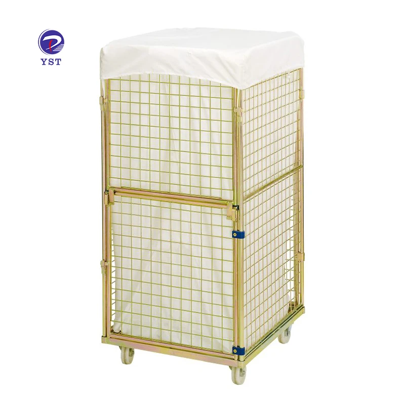 Factory Price Easy Assemble Collapsible Galvanized Welded Metal Laundry Trolley with Wheels