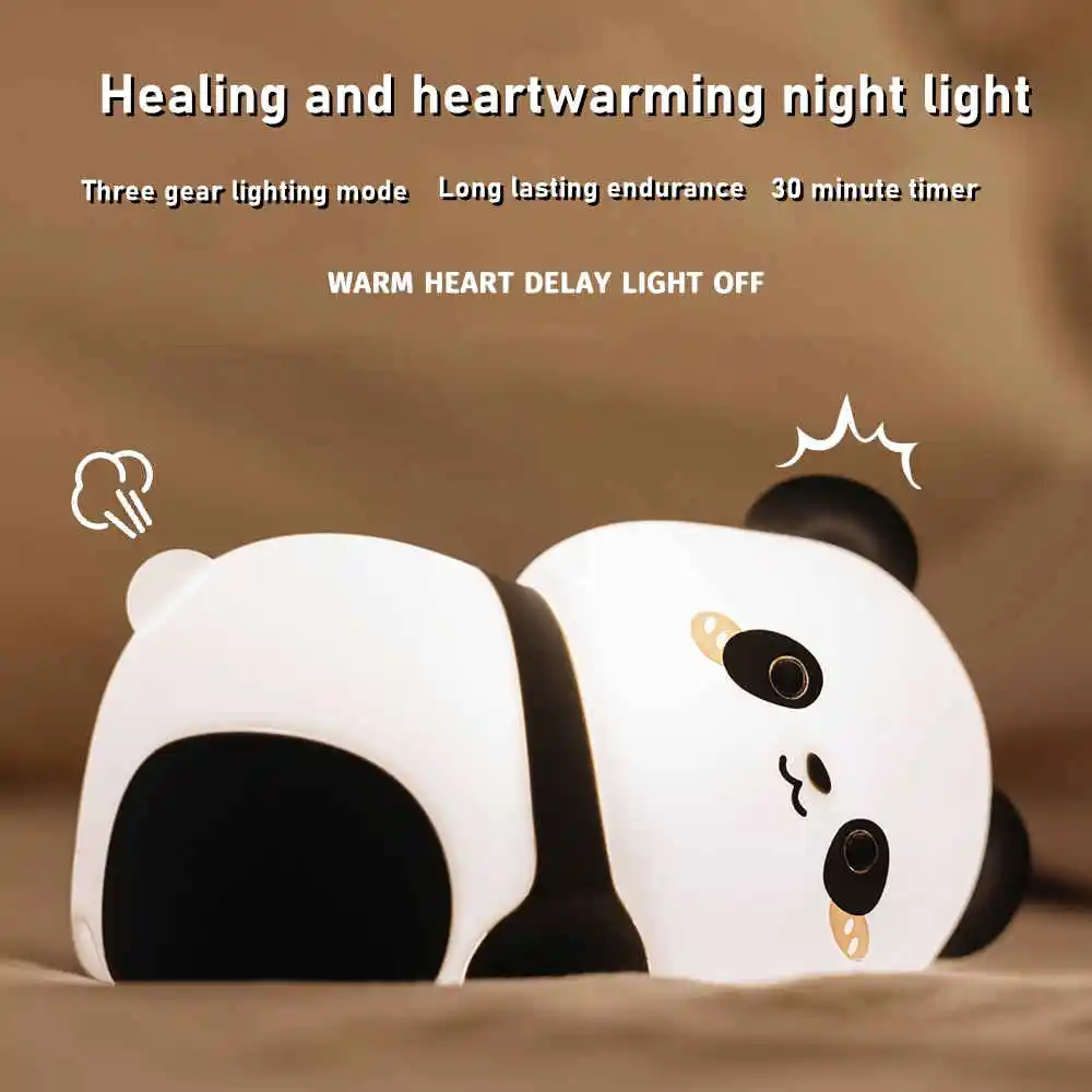 InnoGIO GIOpanda, Luce Notturna per Bambini a Forma di Panda, Silicone Morbido, 8 Colori Alternati, Ricarica Cavo USB, Lampada da Comodino Adatta anche ai Neonati