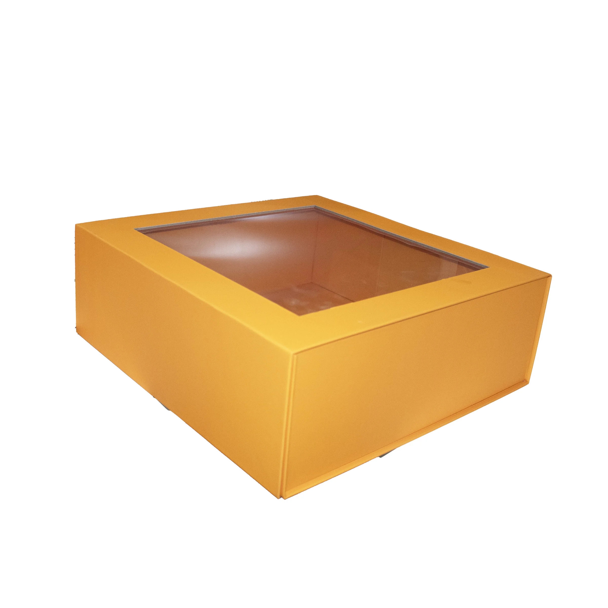 Custom Logo Recycled Rigid Hard Cardboard Luxury Gift Box with Clear PVC Window and Magnetic Closure