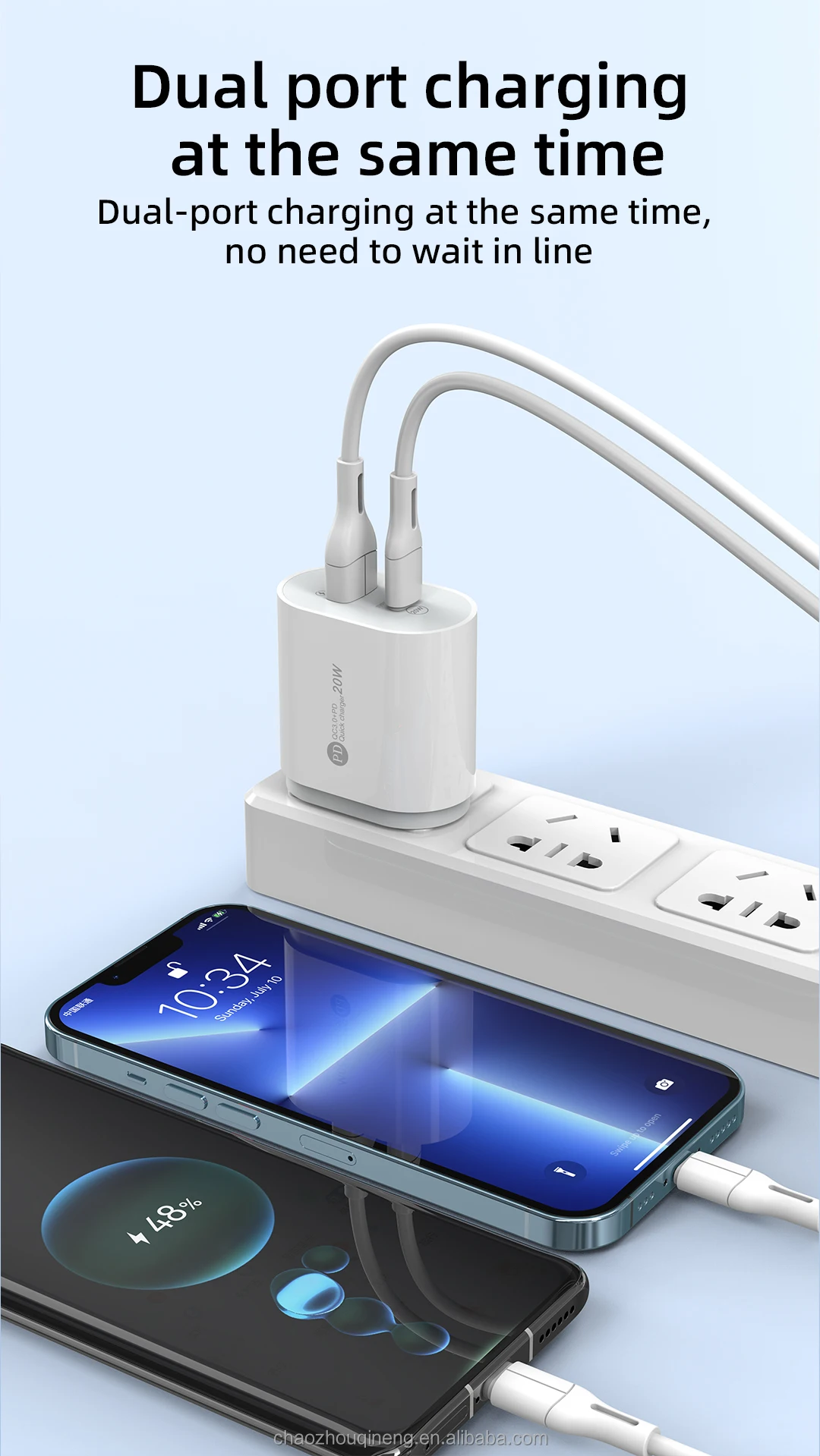High Quality Electric USB-A & 2 Type-C Ports 10W Fast Charging Wall Charger with OTP/OVP Protection EU/US/UK Plug Power Adapter Ha1721f852c8f4a94bf38fd3e8f75d0518