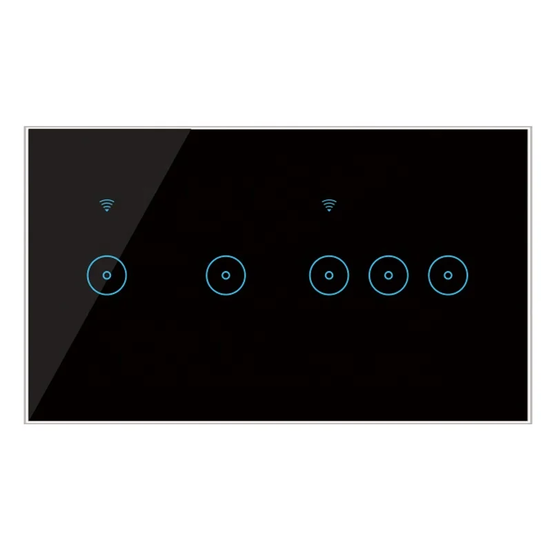 Tuya or Ewelink APP Control WiFi LED Wall Switches Apple Siri Alexa Google Home 5 Gang Light Switch Touch Control Light Switch