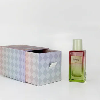 Custom High End 50ml Black Colorful Frosted Clear Glass Luxury Square Empty Crimp Neck Fragrance Perfume Spray Bottle With Box