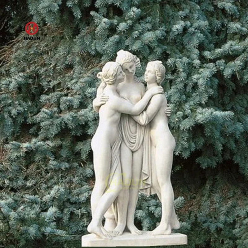 Classical Nude Greek the Three Graces Marble Statue