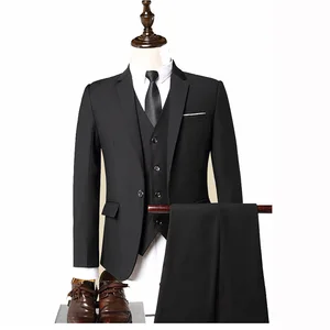 Three-Piece Suit for Men Business Suit Professional Suit Korean Version Slim Groomsman Wedding Dress