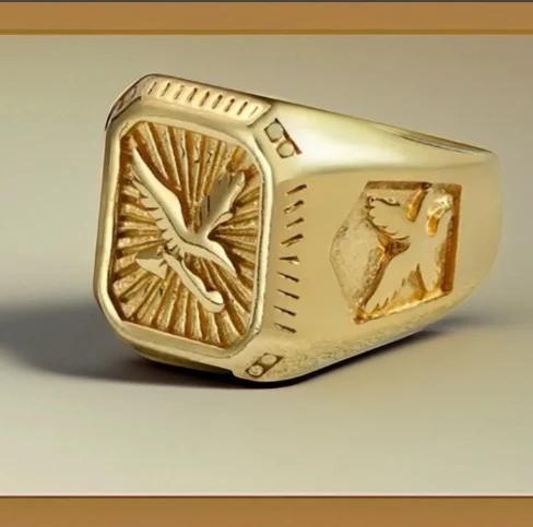 Chunky Bald Eagle Signet Ring for Men Gold Plated or Silver Color Bird Stamp Ring Stainless Steel Hawk Band Jewelry