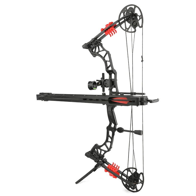 Powerful Compound Recurve Bow Metal Shooting Catapult Six Continuous Fire Arrow for Outdoor Hunting