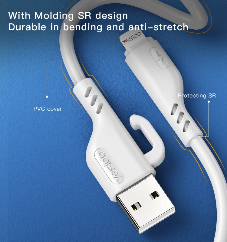 CA105 Yesido 1.2M Fast Charging USB to IP Type-C Micro Data Cable With Charging And Data Transmit