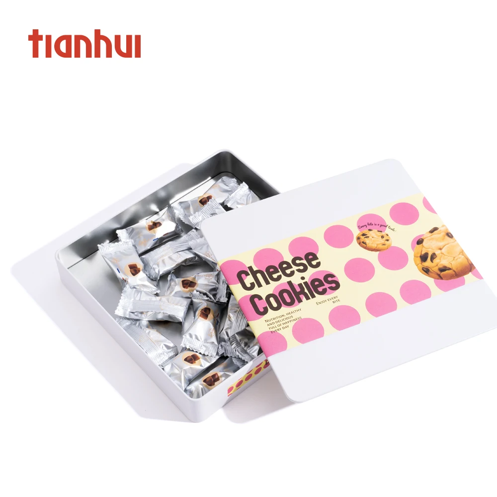 Tianhui Elegant Metal Tinplate Metal Box Square Gift Boxes for Candy Cookies Storage