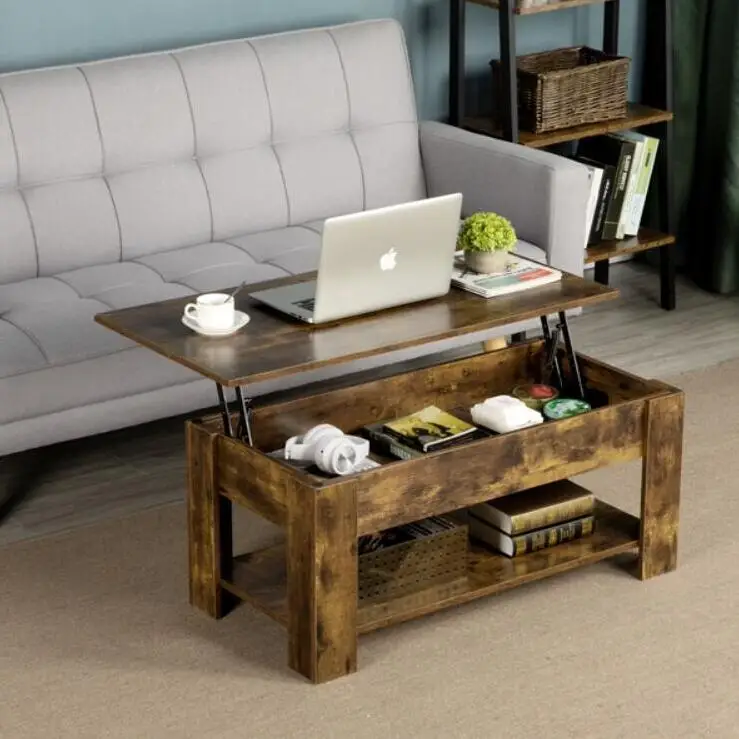 Multi-function Modern Folding Coffee Table Center Table Tea Table Wooden  with Stools and Wheels for Living Room Furniture