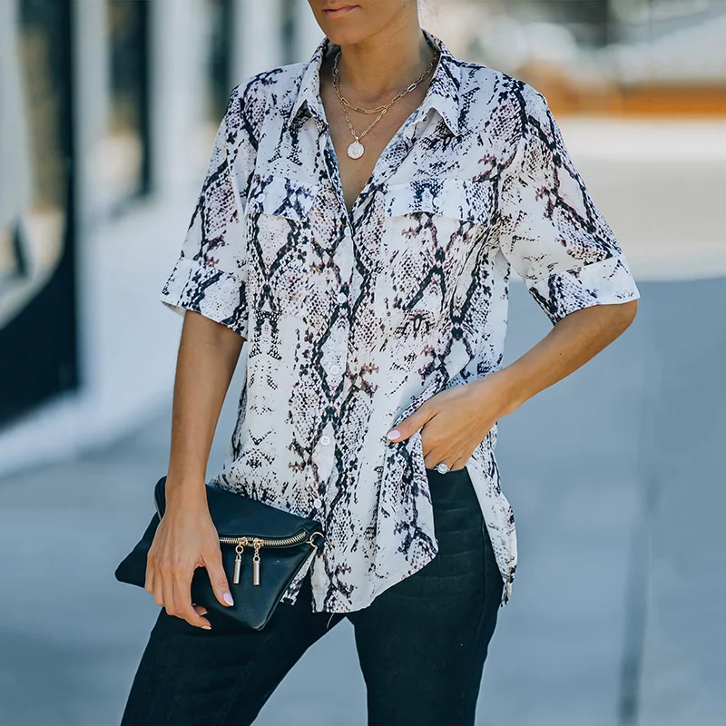 Fashion Casual Blouse Front Pocket 