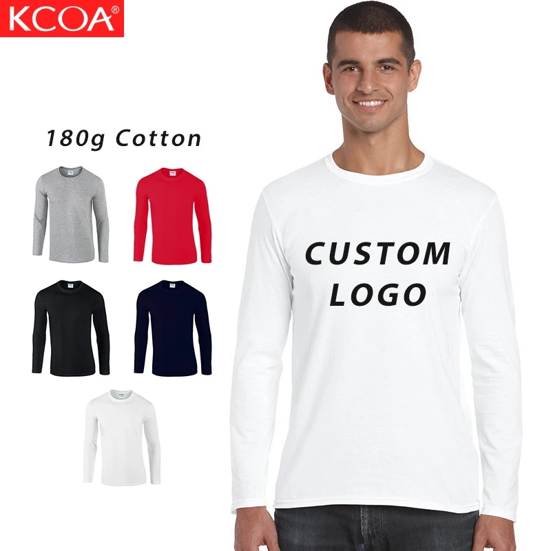 Ready to Ship Plain Custom Logo Tshirt Long Sleeve T Shirts for Men
