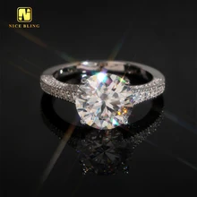 10mm Big Stone Women Wedding Rings Iced Out Jewelry Diamond 925 Silver Round Brilliant Cut Moissanite Engagement Ring For Women