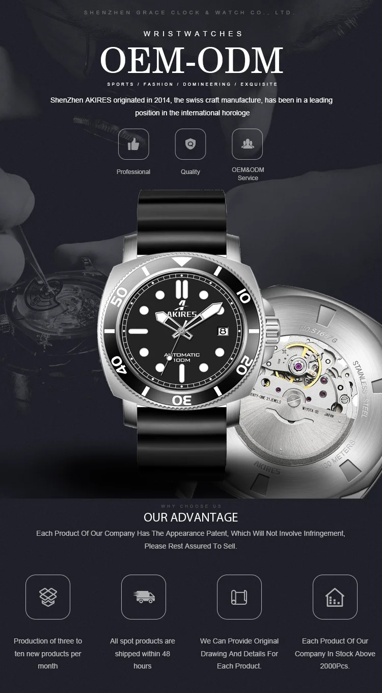 Luxury Watches Custom Logo Dive Watches Men Wrist Automatic Diver Stainless Steel Men Watches All Luminous Dial