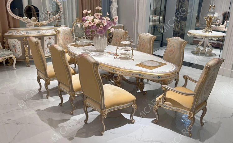 Luxury Italian Classic Solid Wood Dining Room Furniture