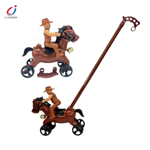 Chengji Realistic Wild Horse Model Toy Hand Push Bell Horse Children's Intelligence Development Plastic Horse Figure Toy