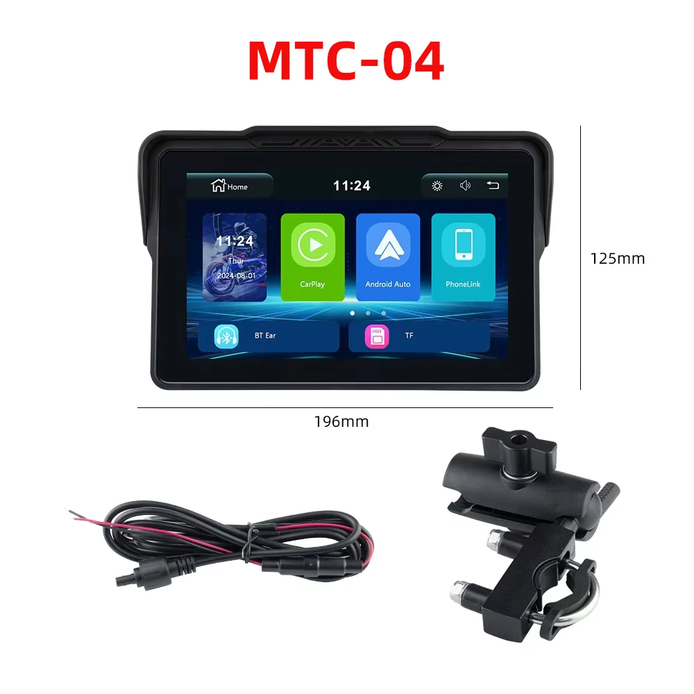 Portable 7 Inch Motorcycle Navigation Screen with Wireless CarPlay