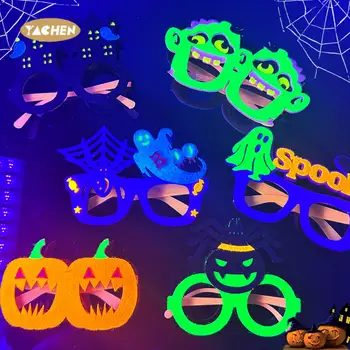 Yachen Fall Party Decoration Paper Eyeglasses Photo Booth Prop Pumpkin for  Fluorescent Party Decorations Halloween Party Favor