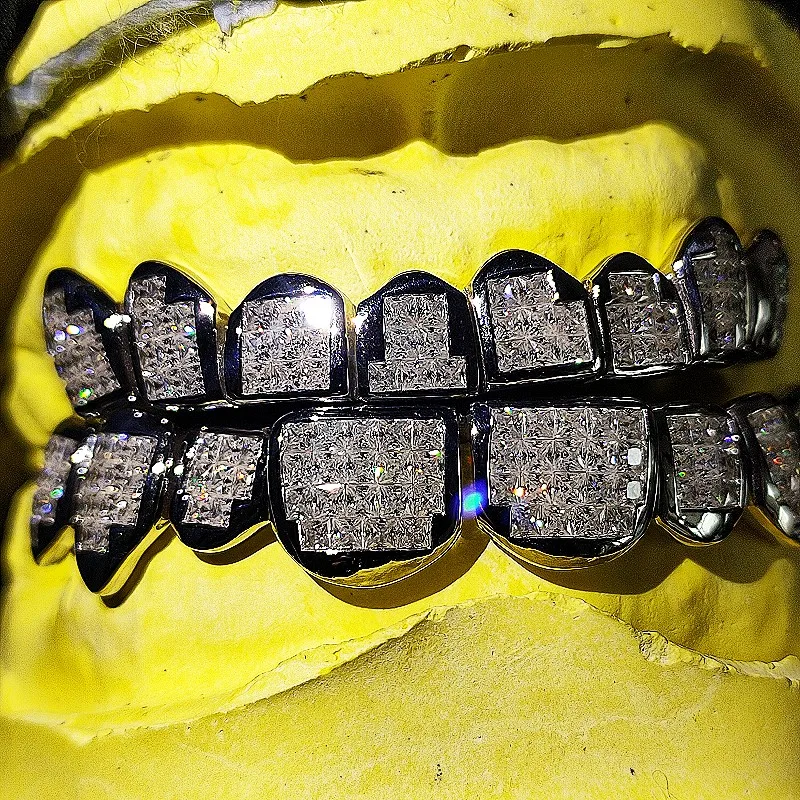 Princess Cut Custom Moissanite Grillz Pass Diamond Tester Luxury Hiphop