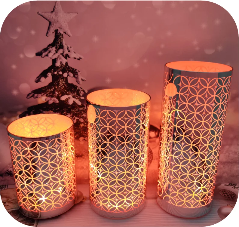 Guanmei home decoration 48 new designs glass candle holder clear glass vase with led lights details