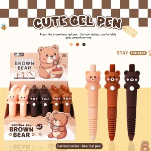 Hot-Selling Creative Cartoon Brown Bear Retractable Gel Pen - Kawaii 0.7mm School Stationery for Students & Gifts