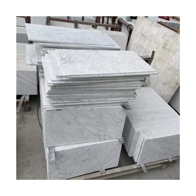 Italy Bianco Carrara White Marble Custom Tile Sheet Full Body Natural Stone Outdoor Application Bathroom Floor Stone Cladding