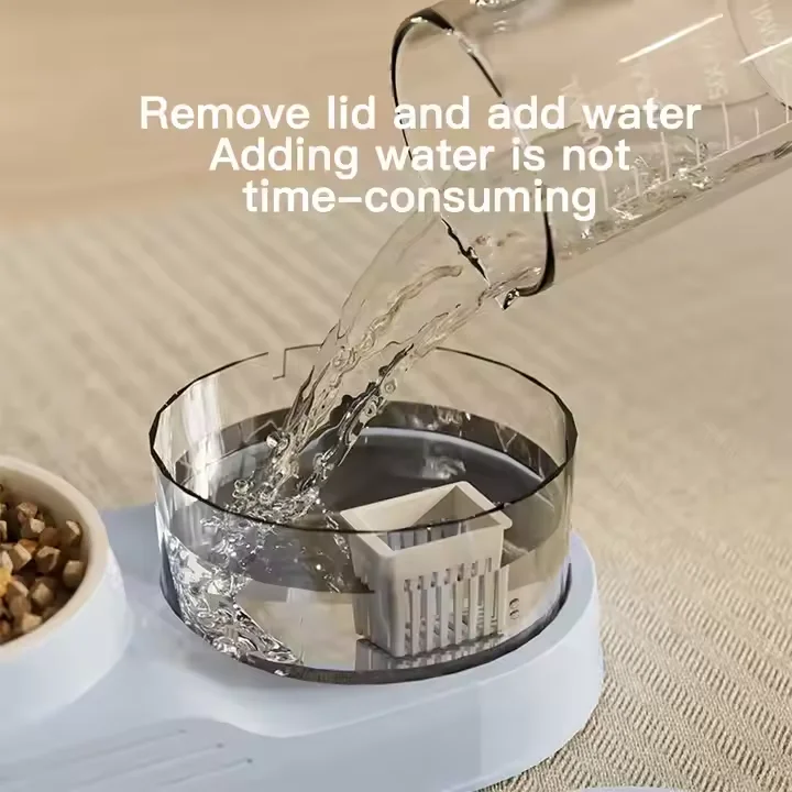 2-in-1 Automatic Silent Pump Cat Water Dispenser and Dog Food Bowl Eco ... - Silent And Quiet Cat Feeder Systems