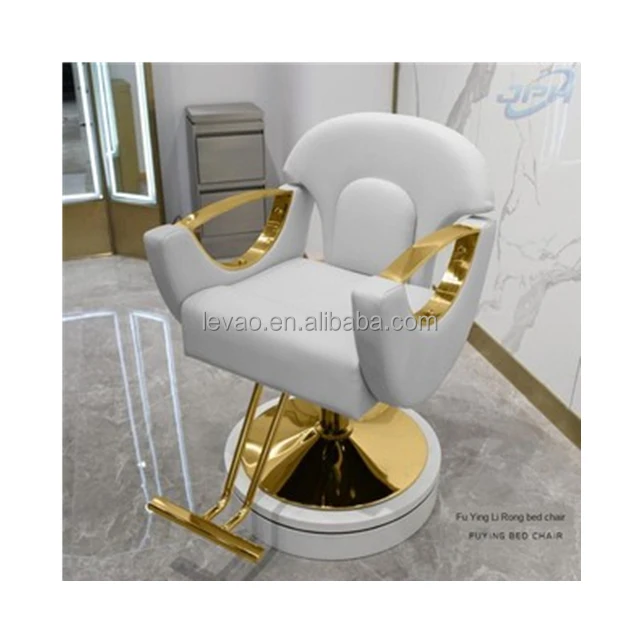 Modern Gold Reclining Salon Chair Hair Salon Furniture Set Barber Salon Furniture Heavy Duty Man