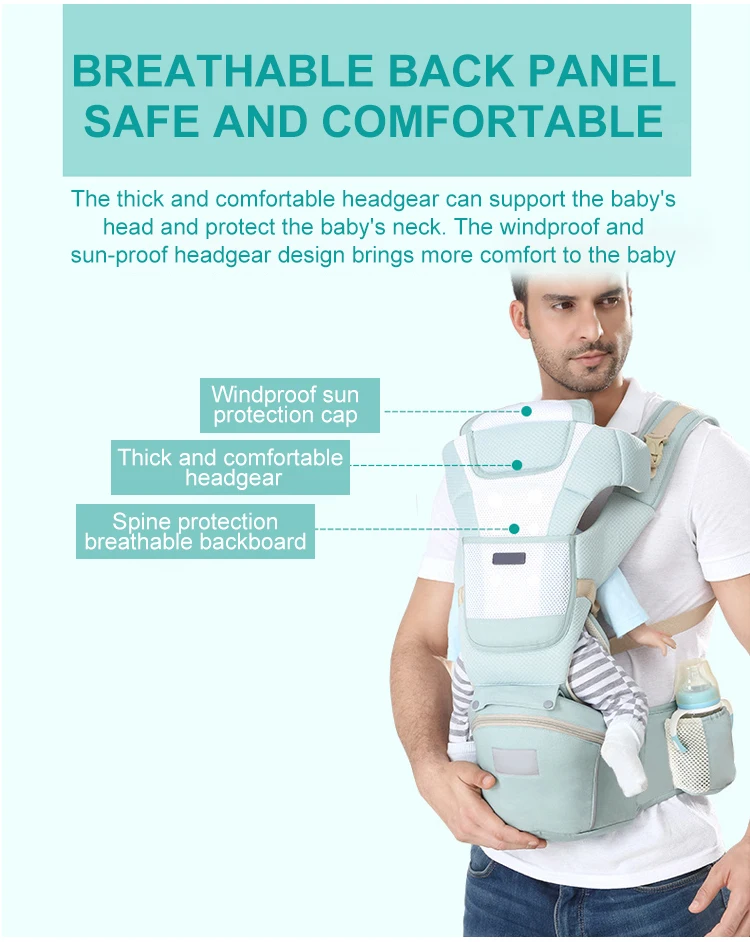 2023 Best Polyester Cotton Ergonomic Baby carrier with HipSeat Carrier 3 In 1 Front Facing Baby Wrap Sling