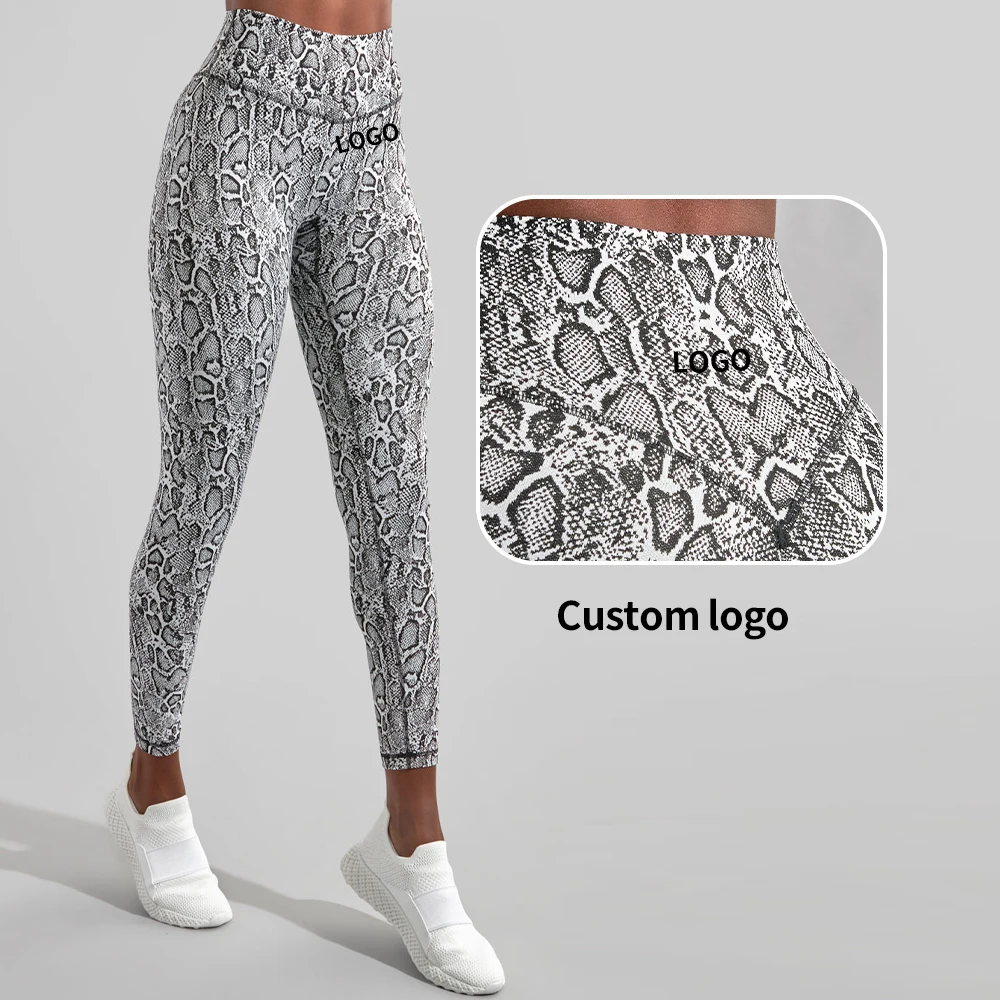 Custom Snake Skin V Cut Shape Hip Lifting Yoga Workout Pants Women's