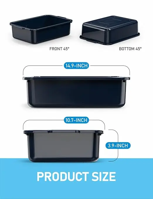 Plastic Large Rectangle Commercial Utility Tubs Tote Box Bus Tub Wash Basins Shallow Tray Box