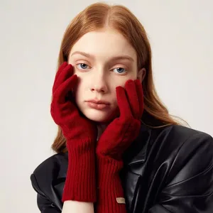 Autumn and Winter Warm Unisex High-end Thickened 100% Wool Elastic Striped Twist Outdoor Gloves