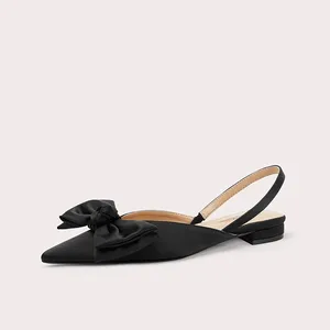 New Summer Simple Pointed Head Flat Women's Bow Decor Fashion Elegant Single Shoes