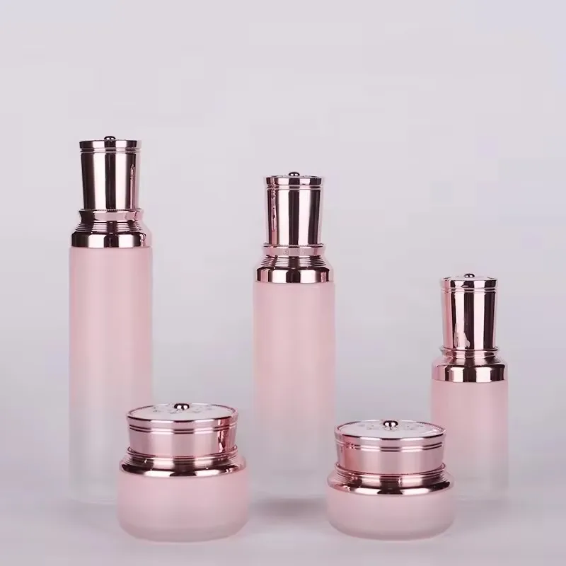 OEM high quality 30g50g30ml100ml120ml toner lotion serum cream skincare packaging cosmetic pink luxury glass container