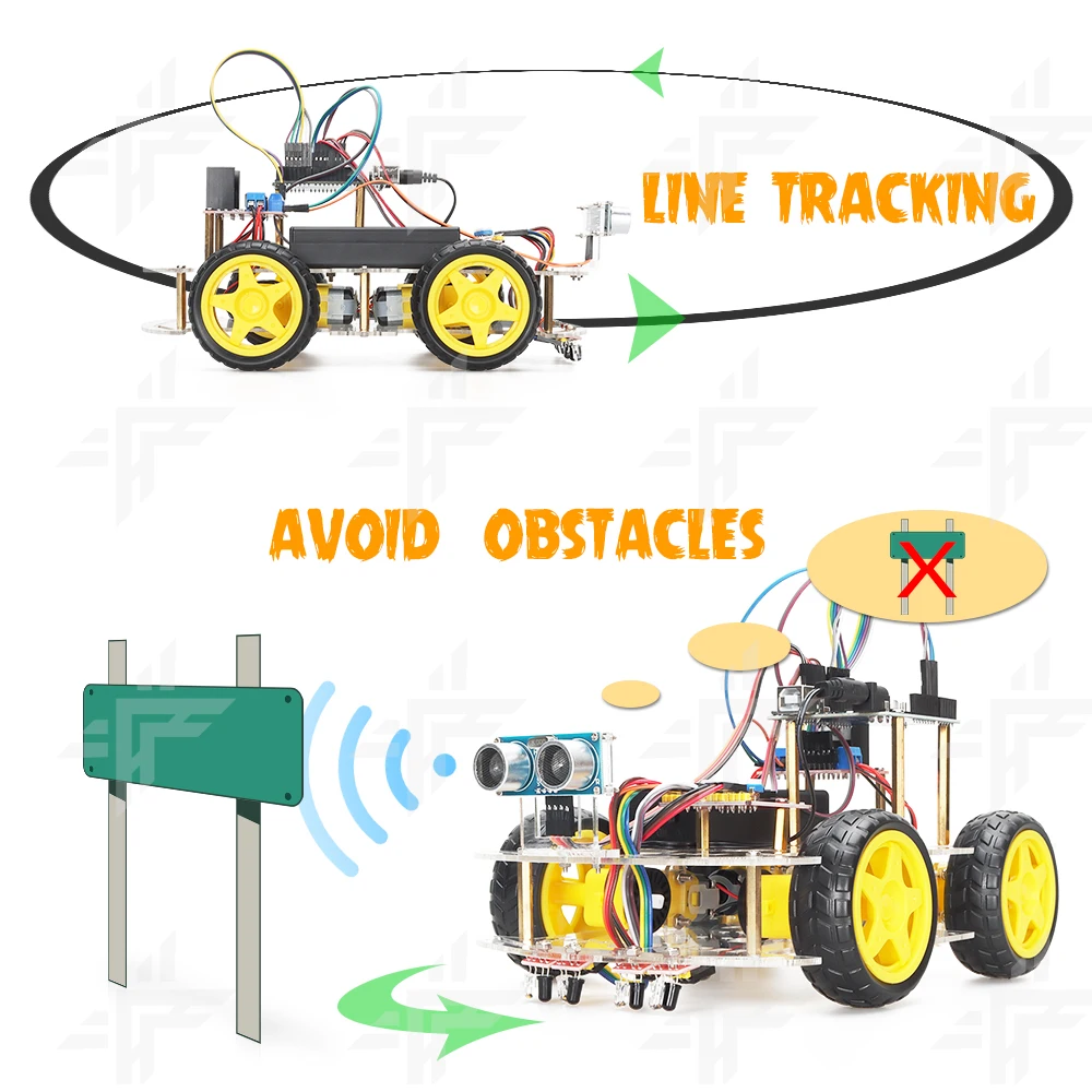 Ultrasonic Smart Robot Car Kit 4WD  Tracking Robotics Kit Education & Maker Kits Programmable