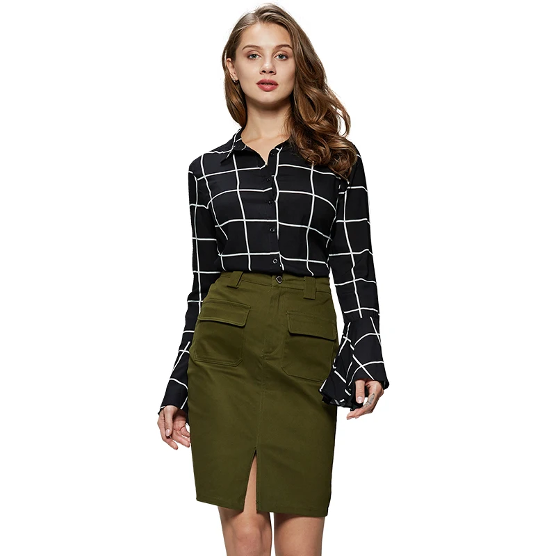 Ladies 2020 New  Spring Summer Office Casual Bodycon Pencil Skirts Women Midi Knee Length Front Pockets Streetwear Bandage Skirt