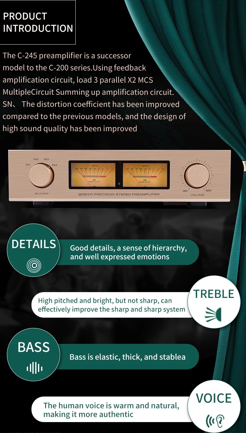 BRZHIFI 110dB Reference Accuphase C-245 2 Channel Remote Control HiFi Hi-end Transistor Power Preamplifier details