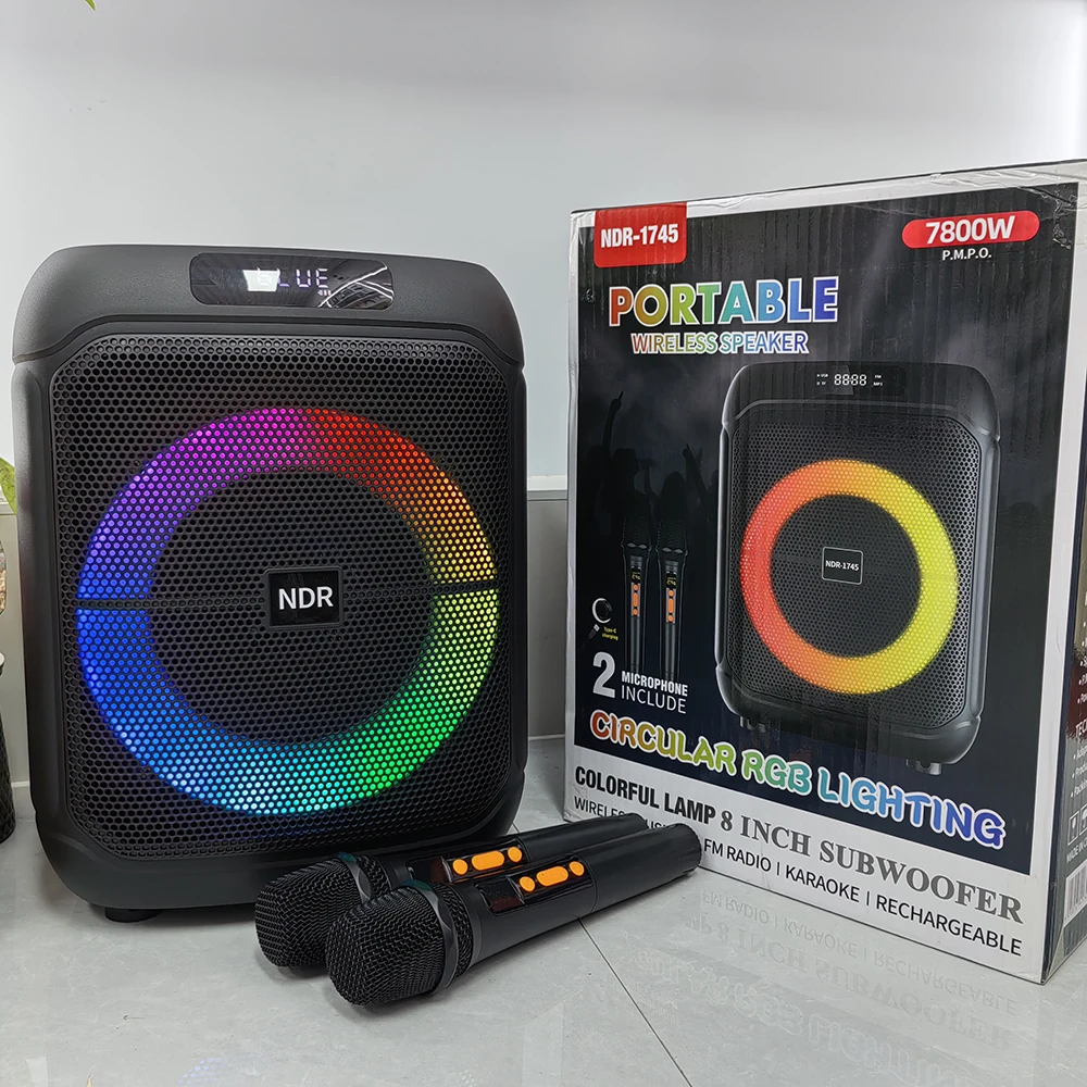 NDR-1745 8 Inch Super Bass Karaoke Portable Wireless Party Speaker with ...