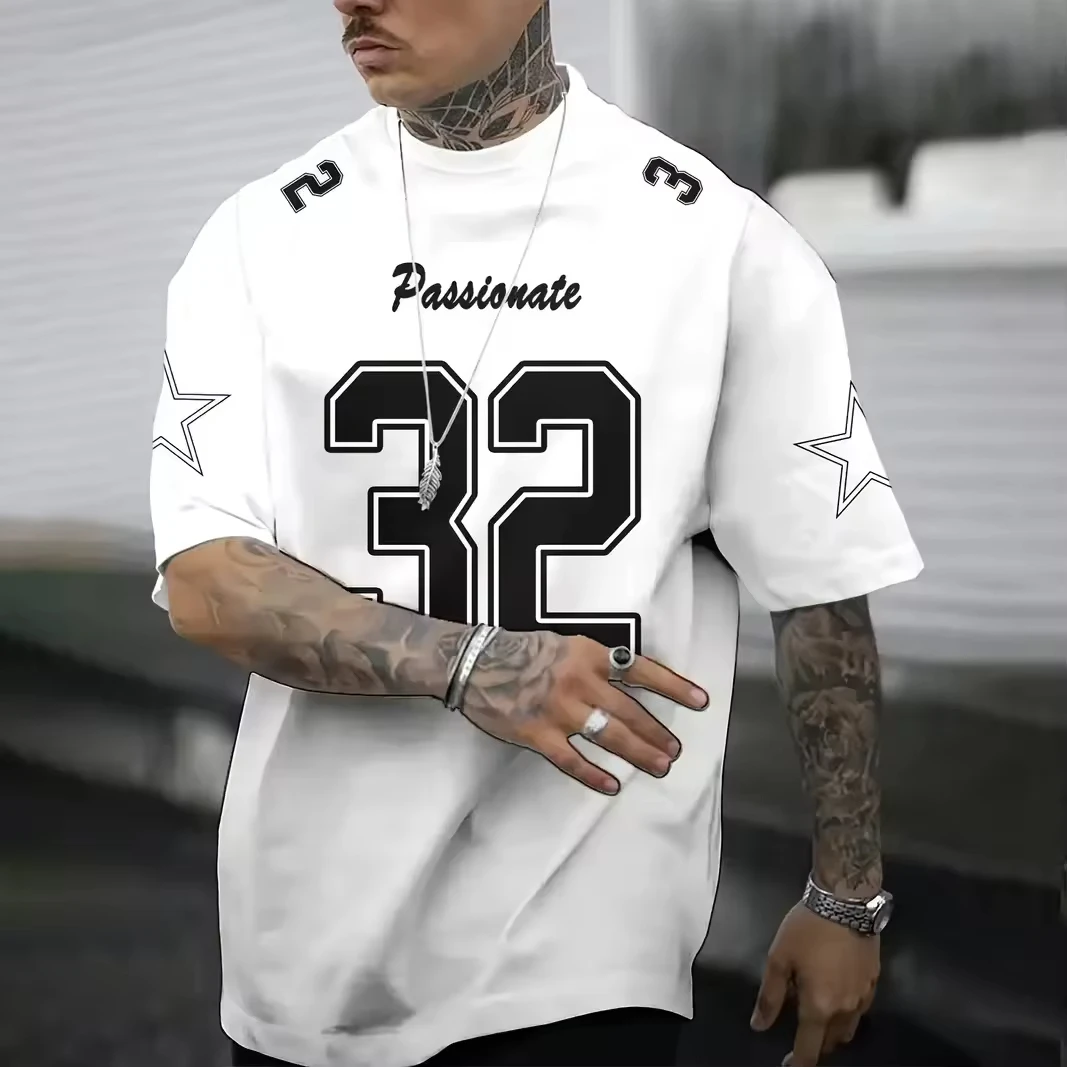 SALATI Fashionable and Loose Summer Men's Sports Jerseys Custom Letter Figure Football Kit Wholesale Printed T-shirts