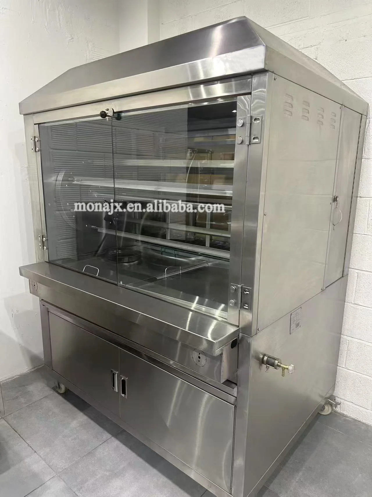 ステンレス鋼と喫煙者を備えた自動回転式屋内バーベキュー炭グリル機