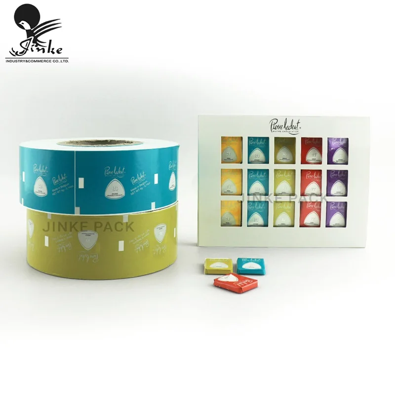 Customized Chocolate Fold Wrapping Paper Roll Film Aluminum Foil Laminated Paper for Chocolate Packaging