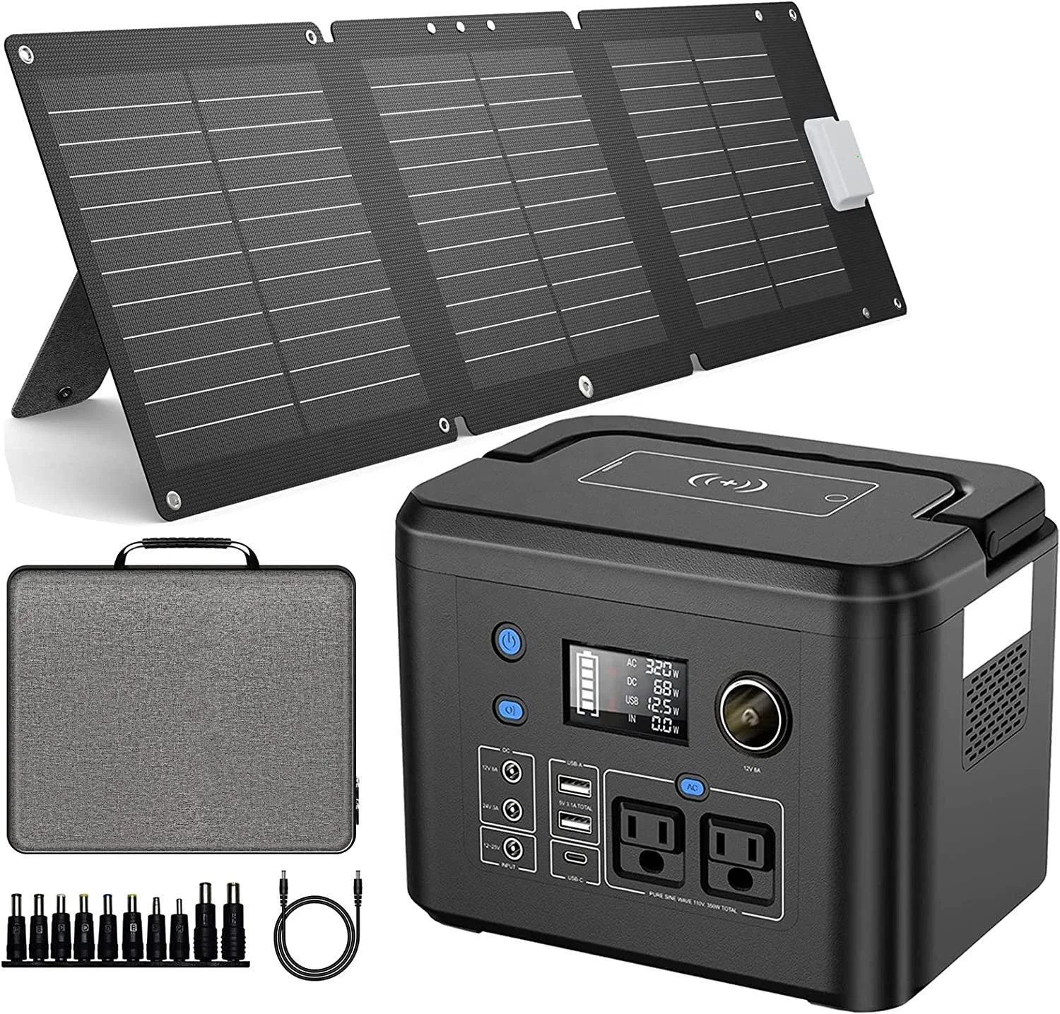 Powkey Home 110v 220v Camping Solar Generator Power Station 350w 1000w