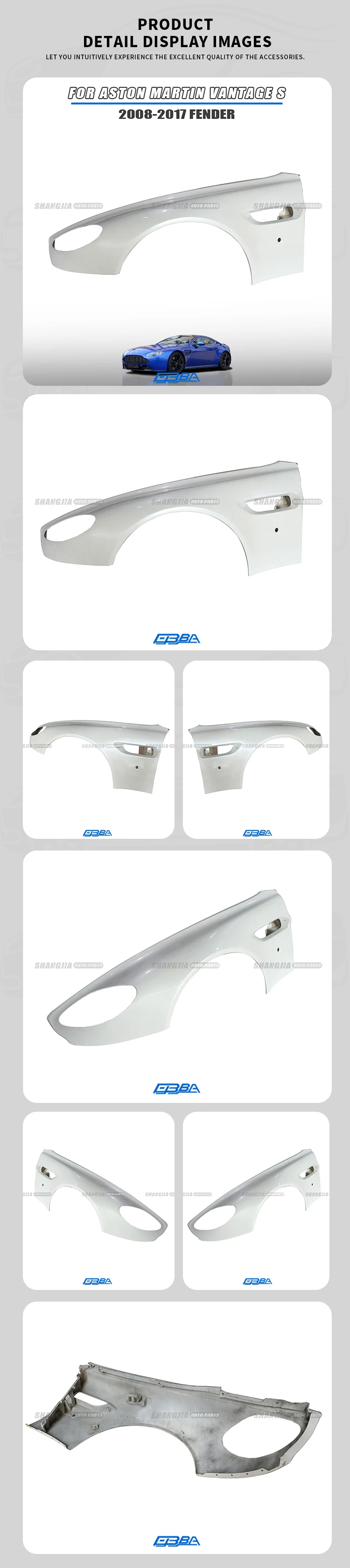 Hot Sale Car Accessories Aluminum Alloy Front Left Wing Panel For Aston Martin Vantage 4.7 2008-2017 OE 6G33-16006-AL Car fender manufacture