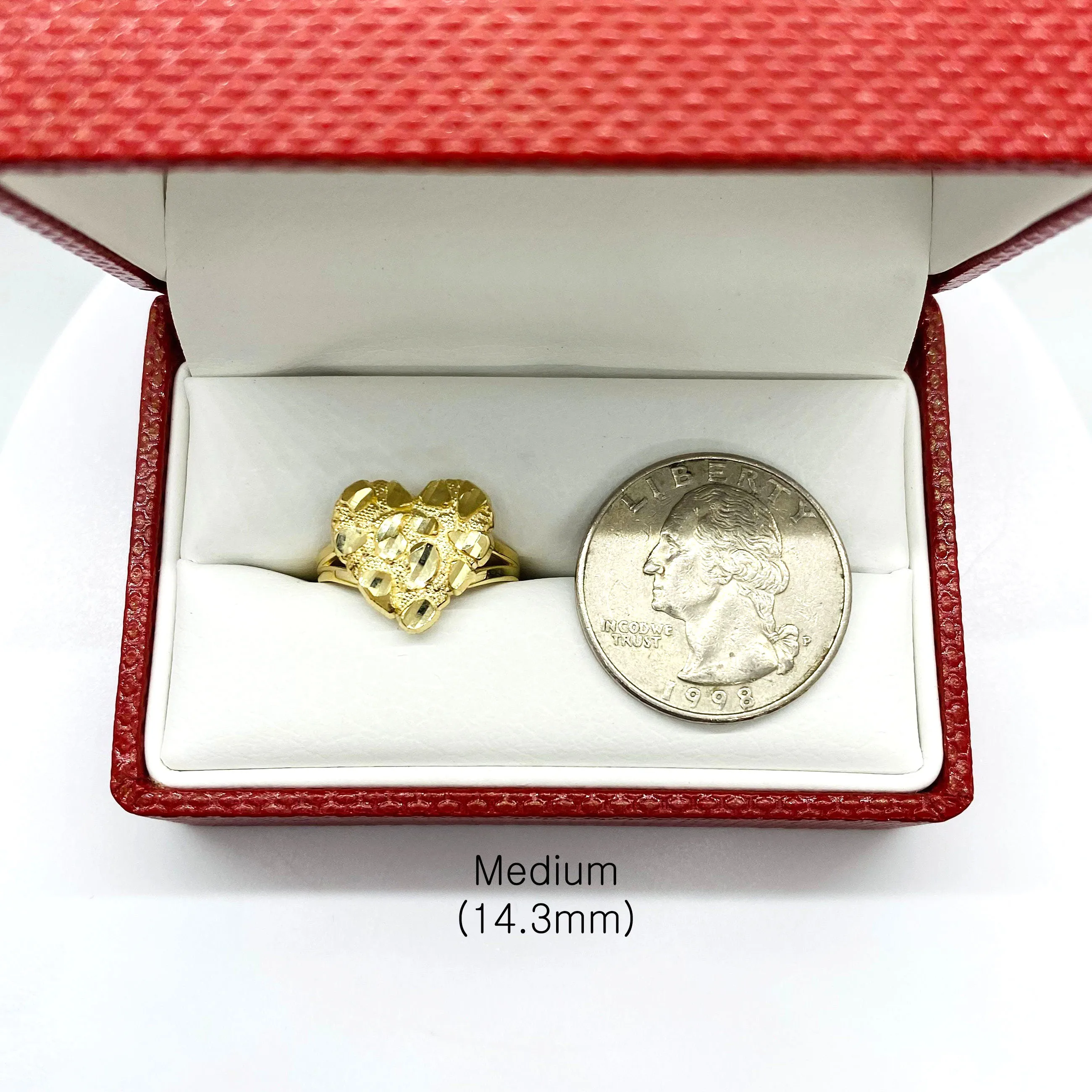 Duyizhao Hip Hop Custom High Quality Polished 14K Gold Plated Heart Love Nugget Men Ring Jewelry