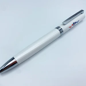 Wholesale Supplies  Luxury White Metal Ball Pen with Custom Logo Office Supplies Business Promotion Twist Metal Ballpoint Pen