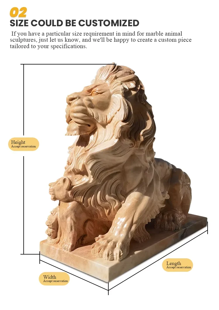 Outdoor Decoration Hand Carving Large Outdoor Stone Garden Lion Sculptures Marble Lion Statues
